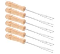 BESPORTBLE 6 pièces Fourchettes à Fondue Inoxydable Lot Bois Fourchettes de Mélange Polyvalentes pour Fromage Chocolat Fruits et Glace Facile à Nettoyer et Transportables