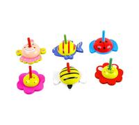 BESPORTBLE 6 pièces Lot de Toupies Bois Colorées Jouets Éducatifs pour Garçon Fille Créativité et Motricité Fine Stimule la Pensée Jouets Bois Écologiques et Couleur Couleur Aléatoire