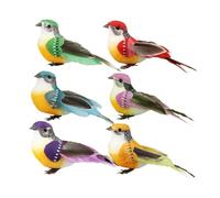 BESPORTBLE 6 pièces Oiseaux Artificiels Colorés Décoratifs à Plumes pour Jardin DIY Ornements Réalistes avec Fil Aluminium pour Fixation sur Branches Décoration Extérieure Nature et