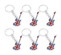 BESPORTBLE 6 Pièces Porte-clés Guitare Uk avec Drapeau Britannique Coloré Accessoire Métallique Décoratif pour Sac et Clés Souvenir Musical Union Jack