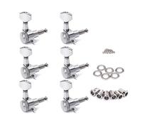 BESPORTBLE 6 pièces Set de Mécaniques à Blocage Argentées pour Guitare Acoustique et Électrique Chevilles Solides Métal avec Mécanisme Auto-bloquant Remplacement pour Cordes
