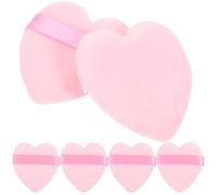 BESPORTBLE 6pcs Houppette pour poudre de maquillage, coussinets de maquillage cœur rose en flocage et éponge, application précise et douce pour la peau, pour poudre libre, kit de démarrage