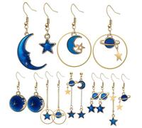 BESPORTBLE 7 Paire Lot Boucles Oreilles Pendantes Rétro Pour Femmes Pendentif Étoile Et Lune Boucles Oreilles à Crochet Cadeaux