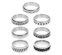 BESPORTBLE 7 pièces Bague Anxiété Rotative Acier Inoxydable Anneaux Punk Réglables Anti-stress pour Femmes Bijoux Durables et Élégants