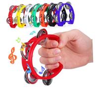 BESPORTBLE 7 pièces Tambourin Garçon Fille Coloré Plastique avec Clochettes Métalliques Instrument de Percussion à Main pour Développer Rythme et Coordination des Garçon Fille Set Musical
