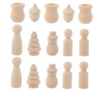 BESPORTBLE 70 pièces Marionnettes Bois Kit DIY pour Garçon Fille Éducatif Créatif Peinture Accessoires Bois Sûrs et Décoratifs