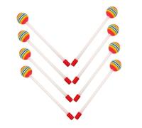 BESPORTBLE 8 pièces Baguettes de Percussion Musicales Forme de Sucette Maillets Arc Ciel pour Garçon Fille Bâtons de Tambour à Pointe Arrondie Rayure Accessoires pour Xylophone et Tambour