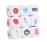 BESPORTBLE 9 Pièces Dés de Rôle Colorés pour Jeu Apprentissage Linguistique Créatif avec Illustrations pour Développer Expression et Imagination