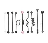 BESPORTBLE 9 Pièces ensemble de boucles d'oreilles acier boucles d'oreilles créoles en or pour femme étalon long Boucles d'oreilles perçantes clou d'oreille industriel Black
