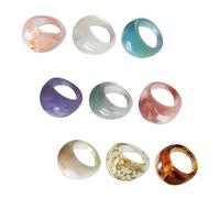 BESPORTBLE 9 Pièces Lot de Bagues Résine Colorée Décoratives et Mode Anneaux et Confortables pour Doigt Style Simple et Élégant pour Usage Quotidien et Empilables