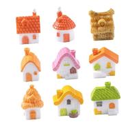 BESPORTBLE 9 Pièces Miniature Resin Thatched Houses for DIY Fairy Garden Micro Landscape Decoration Vintage Rustic Cottage Figurines Compact Resin Models for Bonsai and Plant Pots