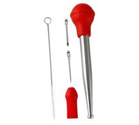 BESPORTBLE à Dinde Cuisson en Acier Inoxydable 304 et Pompe à Sauce en Silicone Rouge Outil d'Injection d'Épices pour Barbecue et Rôtissage