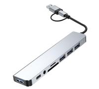 BESPORTBLE Adaptateur USB Type-c vers Plusieurs Ports USB 3.0 en Alliage D'aluminium Argenté Transfert de Données Rapide et Performances Efficaces pour Ordinateur