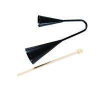 BESPORTBLE Agogo Bell à Deux Tons avec Baguette Bois Instrument de Percussion Traditionnel pour Garçon Fille Musical Déveil Noir Compact et Facile à Manipuler