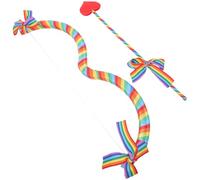 BESPORTBLE Arc de Cupidon en Ruban Arc-en-Ciel 3 Flèches Décoratives, Accessoires Cosplay Saint-Valentin pour Femmes, Ensemble Photo et Spectacle, Accessoires Costume de Flèche