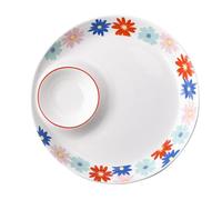 BESPORTBLE Assiette Compartimentée en Céramique 10 Pouces Séparateur pour Sauces, Plate Multifonction pour Petit-déjeuner, Repas Équilibré et Service, Résistante Haute Température, Vaisselle