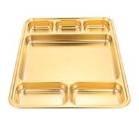 BESPORTBLE Assiette Inox Compartimentée Cases Dorée Plaque et Facile à Nettoyer Déjeuner Barbecue et Restauration à Domicile