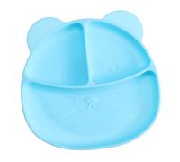 BESPORTBLE Assiette Silicone Garçon Fille avec Ventouse Antidérapante Plateau Compartimenté pour Repas Équilibrés Micro Ondes et Réfrigérateur Durable et Sûr Design Animal Ludique Bleu
