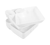 BESPORTBLE Assiettes de Service Carrées 8 Pièces Blanches avec Compartiments Séparés pour Sauces, Récipients à Raviolis Réutilisables, Plateau Apéritif pour Fêtes et Repas Conviviaux