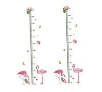 BESPORTBLE Autocollant de Hauteur Garçon et Filles Dessin Animé Flamant Rose, Lot de 2 Pvc Imperméable, Sticker Mural Décoratif pour Chambre D’garçon et Filles, Suivi de Croissance, Facile