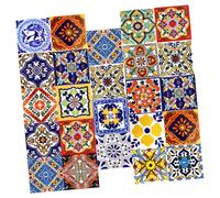 BESPORTBLE Autocollants pour Carrelage de Sol 10X10 CM Lot de 24 Pièces Style Carreaux Mexicains Vintage Auto-Adhésifs Décoration Murale et Sol pour Salle de Bain la Cuisine et Escaliers