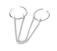 BESPORTBLE Bague à Deux Doigts Couleur Argent Anneau à Chaîne Bijou Ouverture Ajustable Pour Hommes Et Femmes