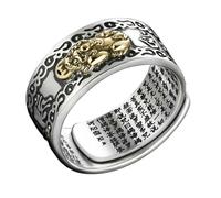 BESPORTBLE Bague Alliage Réglable pour Homme et Femme Bague Feng Shui Anneau Vintage Ouvert Bijou Masculin Signifiant Richesse et Protection
