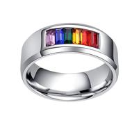 BESPORTBLE Bague Arc-ciel Éternelle Acier Inoxydable de Doigt Chic pour Couple Lgbt Accessoire Mode Unisexe Ajustée