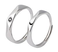 BESPORTBLE Bague Couple Lune et Soleil Bagues D’engagement pour Couples Bijoux pour Femmes Alliances Assorties Soleil et Lune