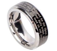 BESPORTBLE Bague Croix En Acier Inoxydable Pour Homme Bague En Style Catholique Avec Prière Biblique Pour Mariage Style Orthodoxe Style Chrétien En Alliage Noir