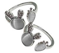 BESPORTBLE Bague Lapin Réglable en Pierre Œil de Chat pour Femme Bijoux Délicats Carotte Ensemble de 2 Pièces Anneau Ouvert Accessoire de Mode Élégant