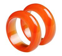 BESPORTBLE Bagues En Agate Rouge Et Cornaline Naturelles, Style Bohème, Pierres Polies à La Main, Confort Quotidien Pour Couples, Tailles 16-18 Mm, Présent Symbolique D’amour