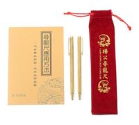 BESPORTBLE Baguettes de Sourcier Télescopiques en Acier Inoxydable et Laiton pour Détection D’Eau et Trésors en Extérieur, 4 Pièces Paquet de Transport et Livre Feng Shui