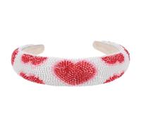 BESPORTBLE Bandeau à Paillettes Rouge Orné de Perles de Cœur Serrage-Tête Antidérapant à Volume Élevé Accessoire Cheveux pour Femmes Bandeau Mode Saint-Valentin Élégant Bijou Coiffure