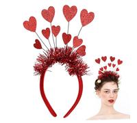 BESPORTBLE Bandeau Anniversaire Cœurs De Mariée Noué Scintillant Rose Faire La Fête Accessoires Coeur Filles Accessoires De Cheveux Saint Valentin Accessoires Cupidon En Tissu Rouge