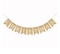 BESPORTBLE Bannière de Noël à Suspendre en Lin Lettres Joyeux Noël, Décoration Chic aux Murs ou Branches D'arbre pour Fêtes Intérieures et Extérieures