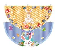 BESPORTBLE Bannière Extérieure de Pâques 2pcs D'éventail Demi-cercle en Tissu Imprimé, Décoration Multifonctionnelle pour Jardin et Balcon