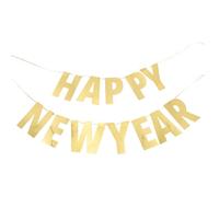 BESPORTBLE Bannière « Happy New Year » 2024 en Papier Brillant Doré Guirlande Suspendue pour Décoration Fête du Nouvel An Banderole Festive 1 Ensemble pour Célébration Anniversaire
