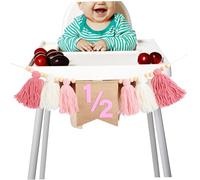 BESPORTBLE Bannière Pour Demi-anniversaire Décorations Chaise Haute Anniversaire Bannières Avec Pompons Pour Garçons