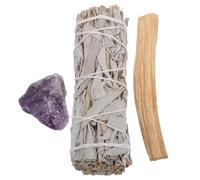 BESPORTBLE Bâtonnets De Sauge pour Purification Intérieure 4 Pouces en Bois Sacré De Palo Santo Améthyste Naturelle Coffret Aromathérapie Contemplation Brûleur Parfum pour Yoga Et Relaxation