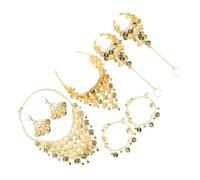 BESPORTBLE Bijoux Danse Ventre Femme Accessoires et pour Performance Collier Chaîne Tête Bracelets Boucles Oreilles et Chevillères Dorés Parure Polyvalente pour Danse Classique et