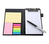BESPORTBLE Bloc-notes Autocollant Couverture PU et Porte-stylo Latéral Noir | Papier Adhésif Fort, Clip de Dossier, pour Enseignants et Bureau, Rangement Portable