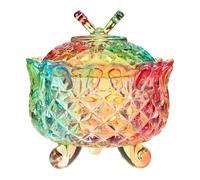 BESPORTBLE Bocal à Bonbons Décoratif en Verre Cristallin 280 ML Couvercle Relief Coloré, Contenant Alimentaire pour Rangement Gourmand et Décoration Maison