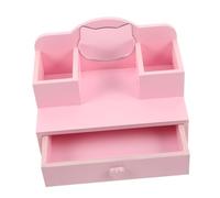 BESPORTBLE Bois Rose avec Miroir Réglable et Tiroirs Table de Maquillage pour Garçon Fille Mobilier de Jeu de Rangement pour Poupées