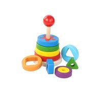 BESPORTBLE Bois Tour Arc-Ciel Empilable Blocs de Construction Colorés pour Apprentissage Précoce Développement Motricité Fine et Créativité Garçon Fille