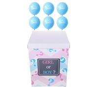 BESPORTBLE Boîte à Ballons de Révélation de 1 Coffret en Bois et 6 Ballons Bleus Décorations Prénatales pour Fête D'annonce de Bébé et Accessoires pour Fête Prénatale