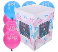 BESPORTBLE Boîte à Ballons pour Révélation du Bébé Garçon ou Fille, Kit Décoration Shower 1 Boîte Question et 6 Ballons, Fête Prénatale, Accessoires de Fête