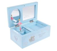 BESPORTBLE Boîte à Bijoux Musicale Avec Danseuse Rotative Rectangulaire, Plastique Transparent, Fonction Boîte à Musique, Pour Femme, Rangement Chambre Et Salon, Couleur Bleu Ciel
