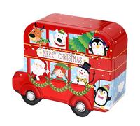 BESPORTBLE Boîte à Biscuits de Noël en Fer-Blanc Rouge avec Couvercle Hermétique Boîte à Bonbons Festive en Métal Créative de Voiture pour Biscuits Friandises et Organisation