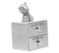 BESPORTBLE Boîte à Dents De Lait Métal Ancienne Finition En Étain, Porte-dents Pour Bébé, Tiroir Double Paroi, Conservation Cheveux Et Dents, Souvenir D'enfance, Coffret Commémoratif Compact